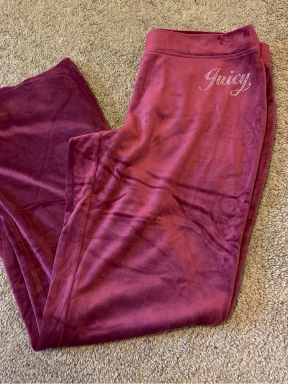Juicy Couture Velour Track Pants in Deep Raspberry